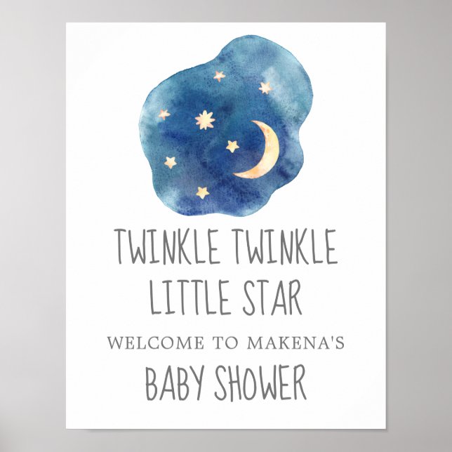Välkommen till måne och Stars Twinkle Twinkle Litt Poster (Framsidan)