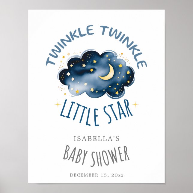 Välkommen till måne och Stars Twinkle Twinkle Litt Poster (Framsidan)
