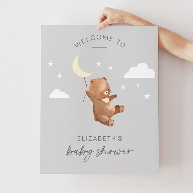 Välkommen till måne Stars Bear Baby Shower Poster (Skapare uppladdad)