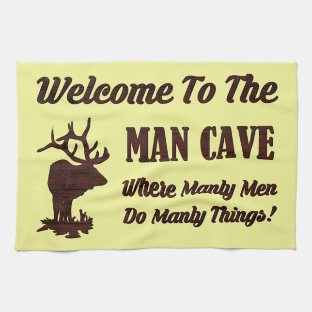 VÄLKOMMEN TILL MANNEN CAVE KÖKSHANDDUK (Horisontell)
