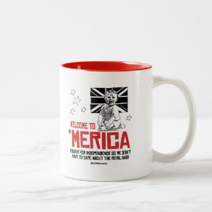 Välkommen till Merica - bry dig inte Två-Tonad Mugg