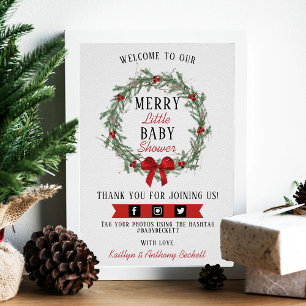 Välkommen till Merry Little jul Baby Shower Poster