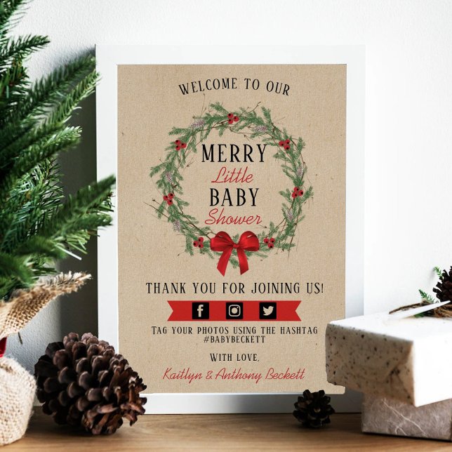 Välkommen till Merry Little jul Baby Shower Poster (Skapare uppladdad)