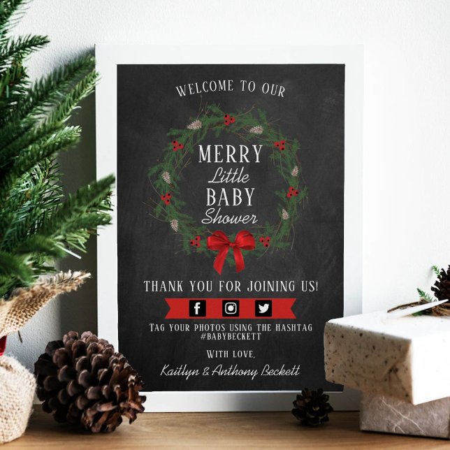 Välkommen till Merry Little jul Baby Shower Poster (Skapare uppladdad)