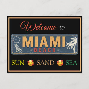 Välkommen till Miami Beach, Florida Postcard Helg Vykort