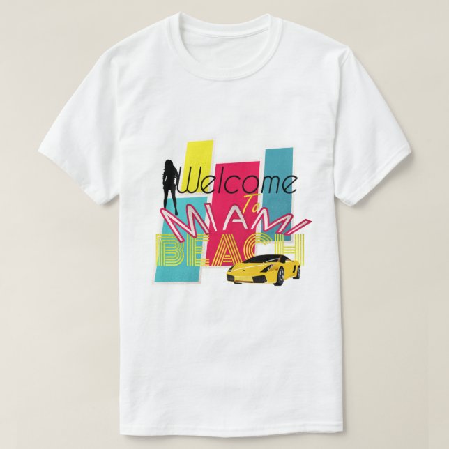 Välkommen till Miami Beach T Shirt (Design framsida)