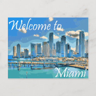 Välkommen till Miami English Paint Effect Image Vykort
