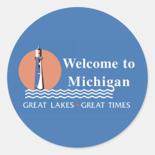 Välkommen till Michigan - USA Road Sign Runt Klistermärke