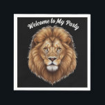 Välkommen till min fest Lejon anpassa namn Pappersservett<br><div class="desc">Välkommen till min fest anpassa namn Servetter
aigenererad Majestätisk Vild Hanlejon är bra för möhippor!</div>