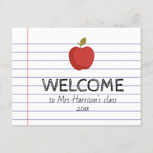 Välkommen till min lärarklass Apple Back to school Vykort