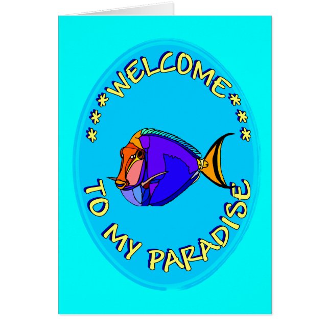 VÄLKOMMEN TILL MIN PARADISK HÄLSNINGSKORT (Framsidan)