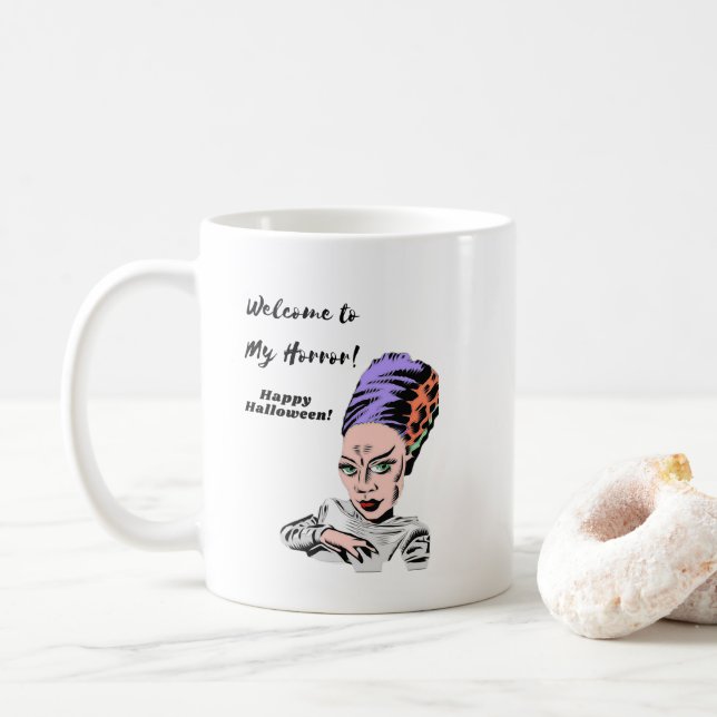 Välkommen till min skräck Halloween Kaffemugg (Med munk)