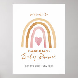 Välkommen till minimal Neutralt Boho Rainbow Baby  Poster