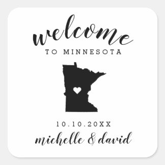 Välkommen till Minnesota | Bröllop anpassningsbar- Fyrkantigt Klistermärke