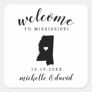 Välkommen till Mississippi Bröllop anpassningsba Fyrkantigt Klistermärke