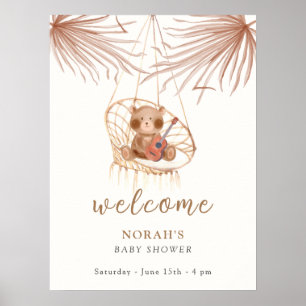 Välkommen till Modern Boho Nalle Baby Shower Poster