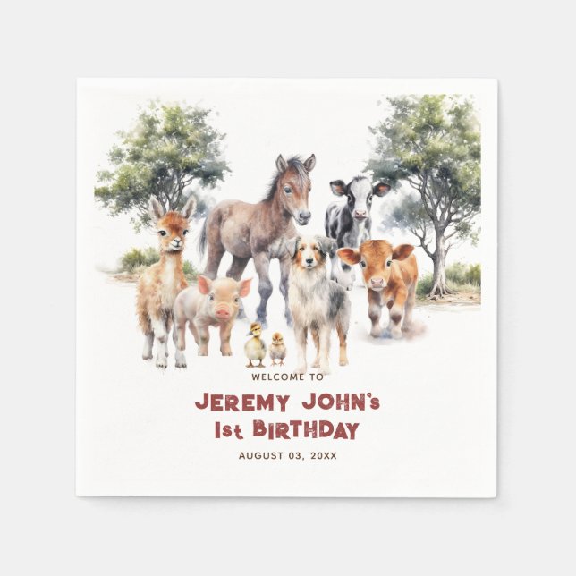 Välkommen till Modern Cute Party Boskap Pappersservett (Framsidan)