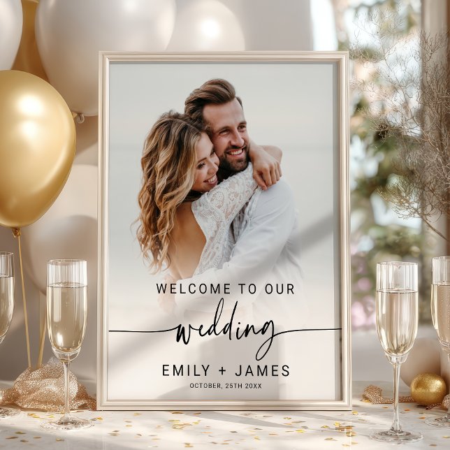 Välkommen till Modern Elegant Photo Bröllop Poster (Modern Elegant Photo Wedding Welcome Poster)