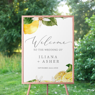 Välkommen till Modern Lemon Garden Lodrät Bröllop Poster