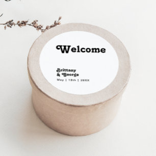 Välkommen till Modern Retro Lettering i Bröllop Runt Klistermärke