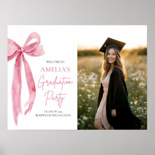 Välkommen till Modern Rosa Bow Coquette-Studentfes Poster