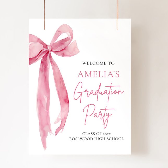 Välkommen till Modern Rosa Bow Coquette-Studentfes Poster (Skapare uppladdad)