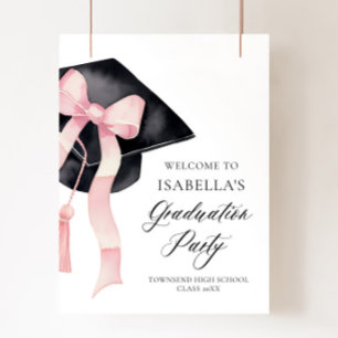 Välkommen till Modern Rosa Bow Coquette-Studentmös Poster
