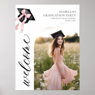 Välkommen till Modern Rosa Bow Coquette-Studentmös Poster