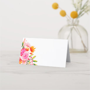 Välkommen till Modern Rosa Orange Flowers Bröllop Placeringskort