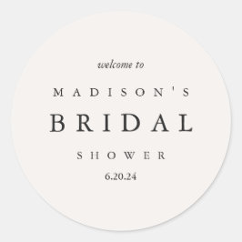 Välkommen till möhippa Taupe och Black Typography Runt Klistermärke