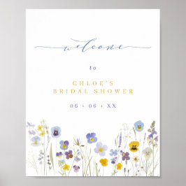 Välkommen till Möhippan Blue & Gult Wildblommor Poster