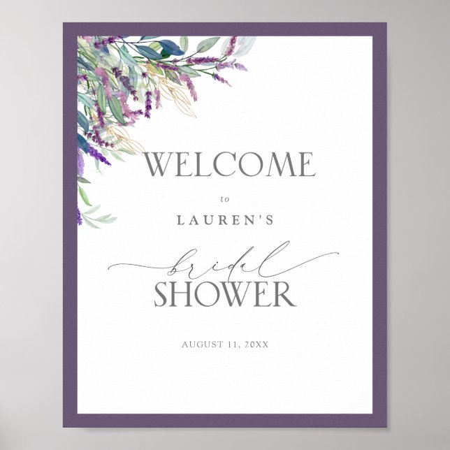 Välkommen till Möhippan elegant Lavender Blommigt Poster (Framsidan)