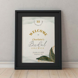 Välkommen till Möhippan Grey Guld Watercolor Poster