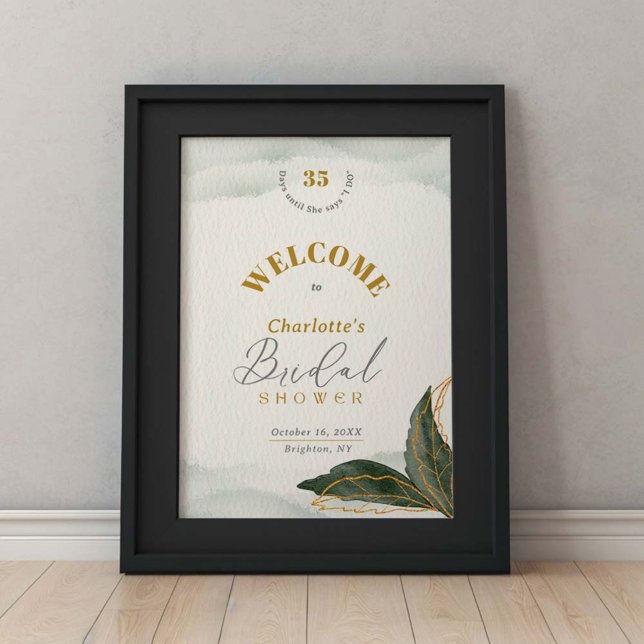 Välkommen till Möhippan Grey Guld Watercolor Poster (Skapare uppladdad)