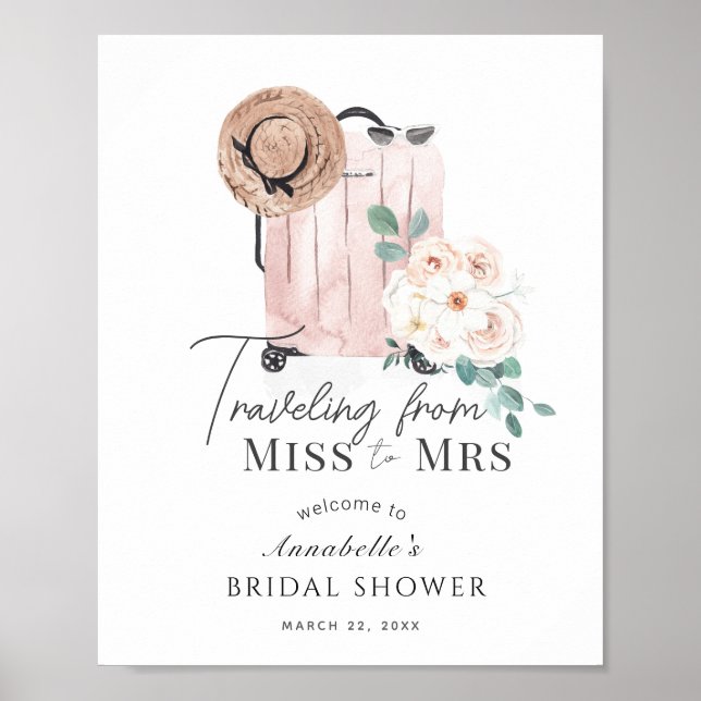 Välkommen till Möhippan Resa Rosa Suitcase Poster (Framsidan)