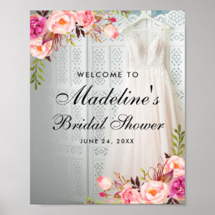 Välkommen till Möhippan rosa Blommigt Poster
