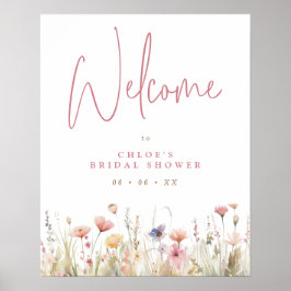 Välkommen till Möhippan rosa Vild Flowers Välkomm Poster