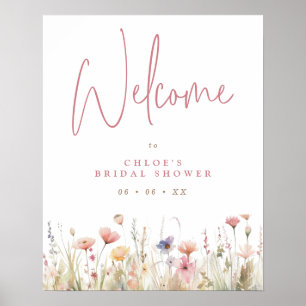 Välkommen till Möhippan rosa Vild Flowers Välkomm Poster