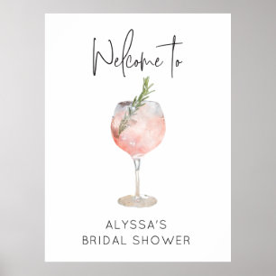 Välkommen till Möhippan rosa Watercolor Cocktail Poster