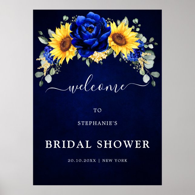 Välkommen till Möhippan royal Blue Rustic Sunblomm Poster (Framsidan)