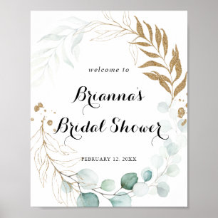 Välkommen till Möhippan Rustic Eucalyptus Guld Poster