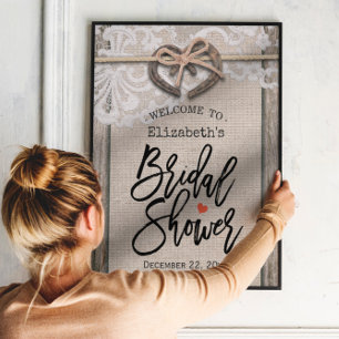Välkommen till Möhippan Rustic Horseshoe Burlap Sn Poster
