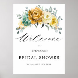 Välkommen till Möhippan Senap Gult Blommigt Sage Poster