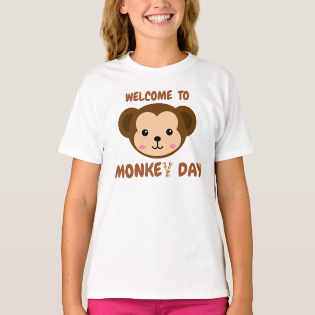 Välkommen till Monkey Day. T Shirt (Framsida)