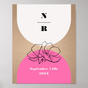 Välkommen till Monogram Rosa Arch Blommigt Bröllop Poster