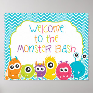 Välkommen till Monster Bash födelsedags-skylt Poster