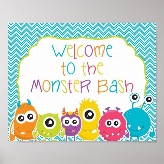 Välkommen till Monster Bash födelsedags-skylt Poster (Framsidan)