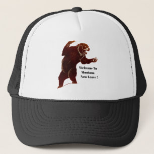Välkommen till Montana nu Lämna Grizzly Bear Art Keps
