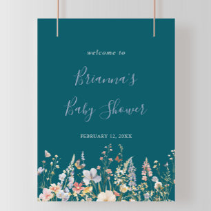 Välkommen till multifärgad Wildblommes Grönt Baby Poster
