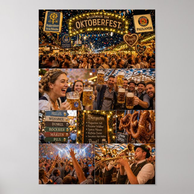 Välkommen till München Oktoberfest Night Poster (Framsidan)